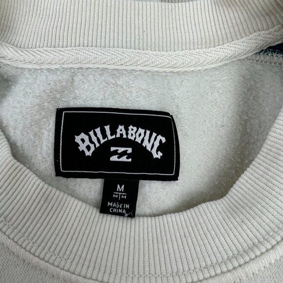 Billabong Wave Washed Crew Sweater Size Medium Men's Cream/Blue Excellent Cond. - Picture 5 of 6